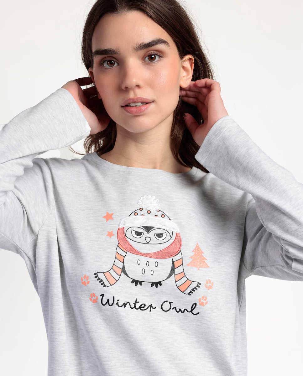 PIJAMA MANGA LARGA MUJER WINTER OWL
