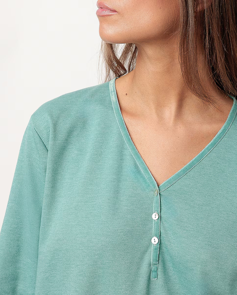 PIJAMA MANGA LARGA MUJER AQUA FLOWERS