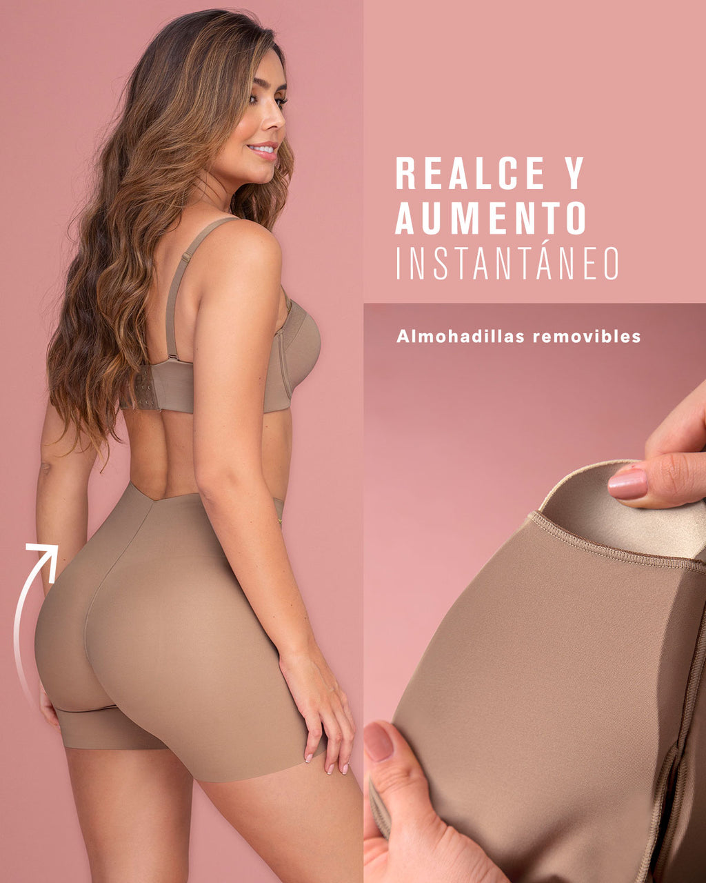 FAJA SHORT DE COMPRESION CON AMOHADILLAS REMOVIBLES PUSH UP EN GLUTEOS 12889