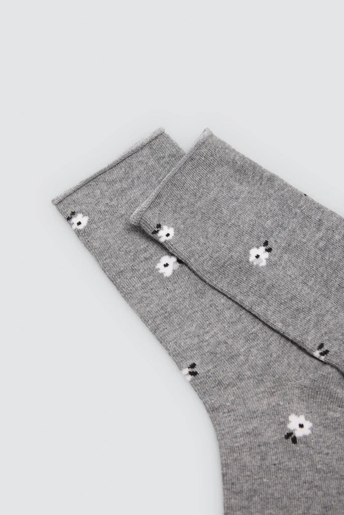 Pack 3 calcetines mujer sin puño negro y gris Ysabel Mora
