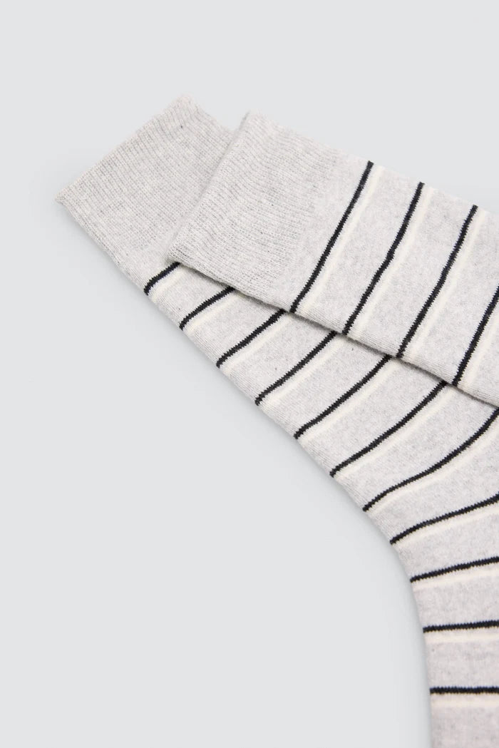 Calcetines térmicos mujer gris con rayas negras
