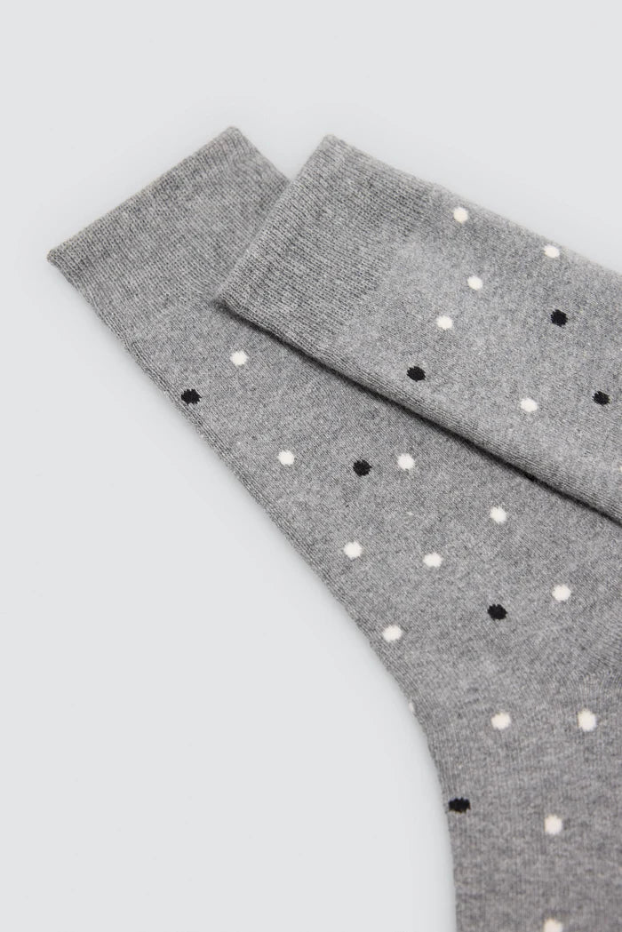 Calcetines térmicos mujer gris con lunares