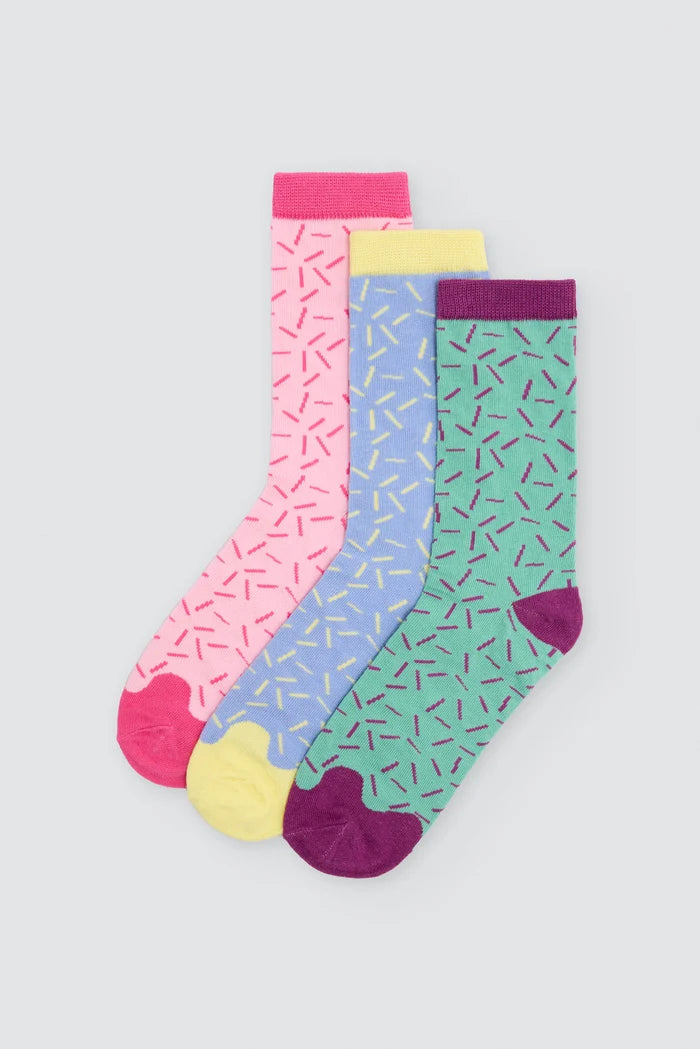 Pack 3 calcetines mujer Ysabel Mora donuts algodón multicolor