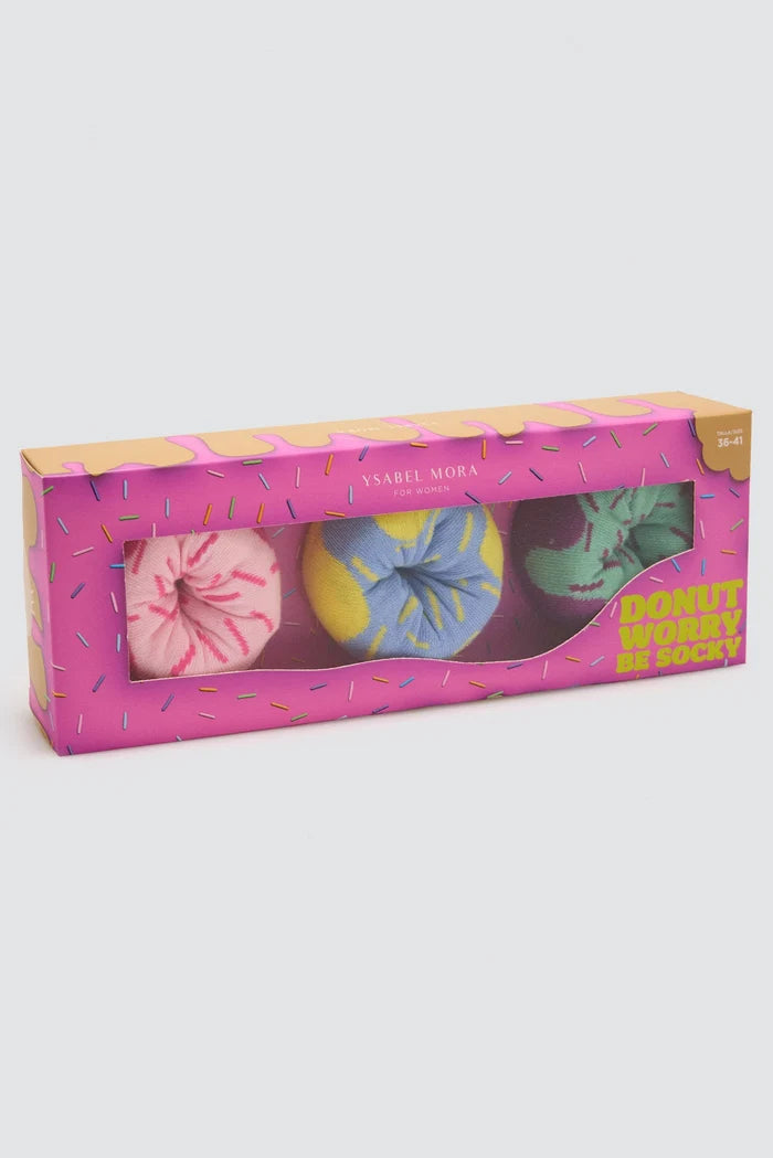 Pack 3 calcetines mujer Ysabel Mora donuts algodón multicolor