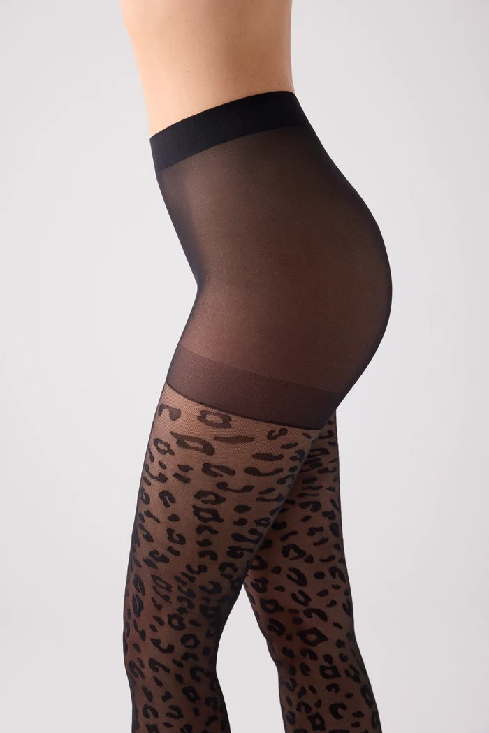 Panty negro 20 deniers animal print