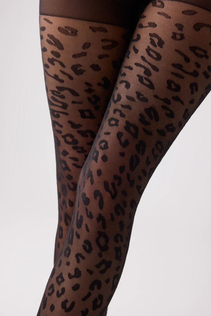 Panty negro 20 deniers animal print