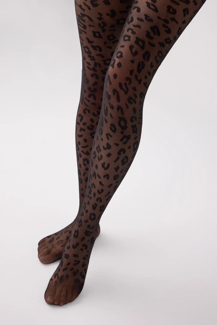Panty negro 20 deniers animal print