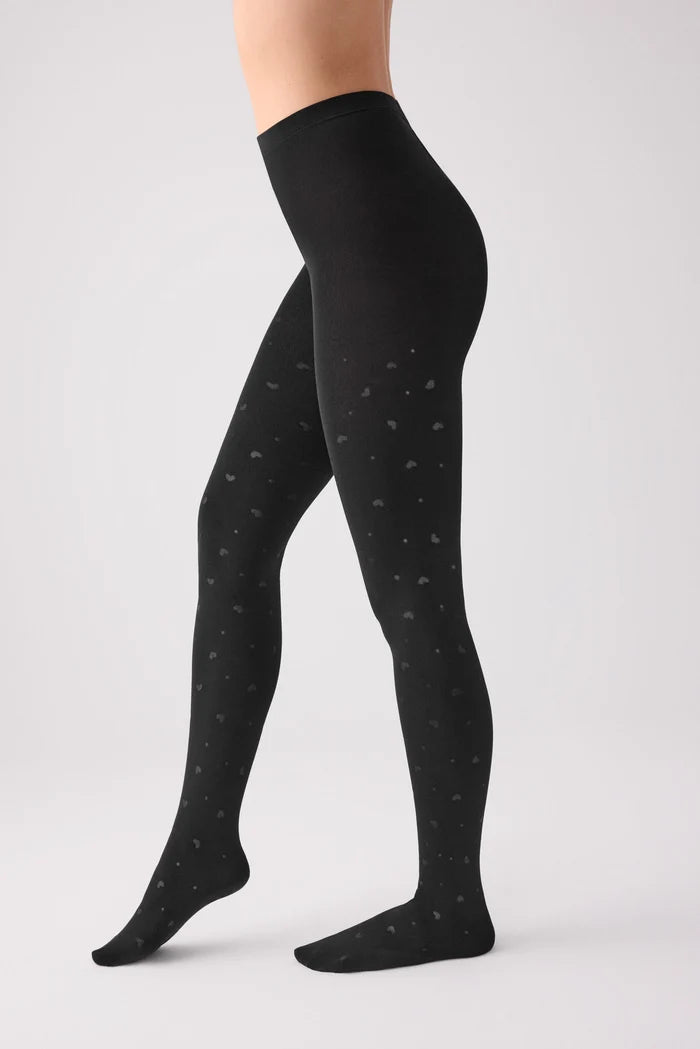 Panty térmico negro 140 denier con corazones Ysabel Mora