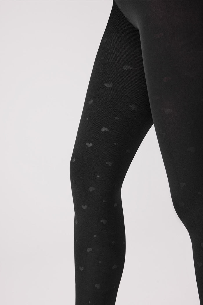Panty térmico negro 140 denier con corazones Ysabel Mora