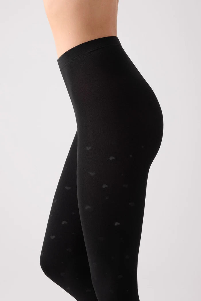 Panty térmico negro 140 denier con corazones Ysabel Mora