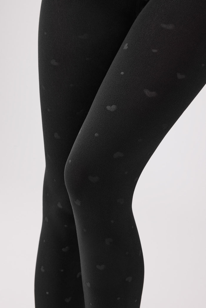 Panty térmico negro 140 denier con corazones Ysabel Mora
