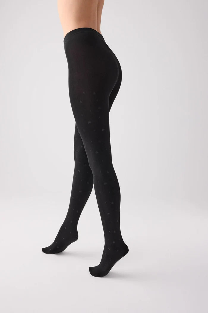 Panty térmico negro 140 denier con corazones Ysabel Mora