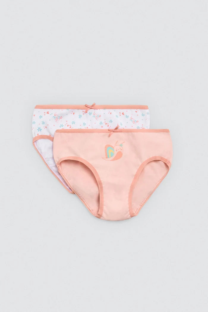 Pack de 2 bragas de algodón para niña con estampado caracol