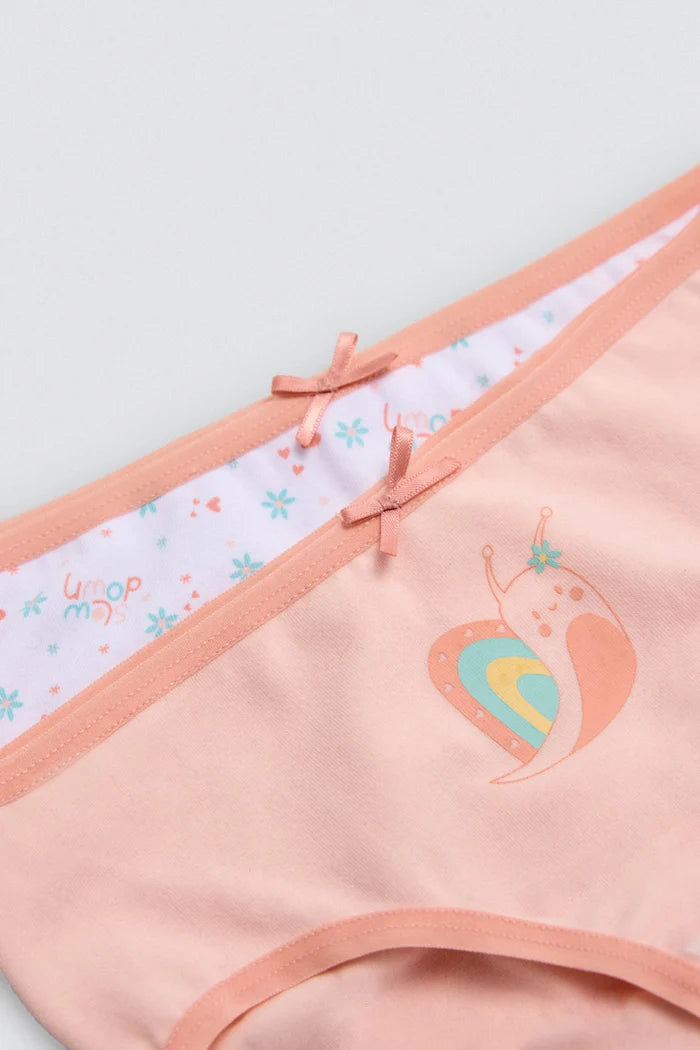 Pack de 2 bragas de algodón para niña con estampado caracol