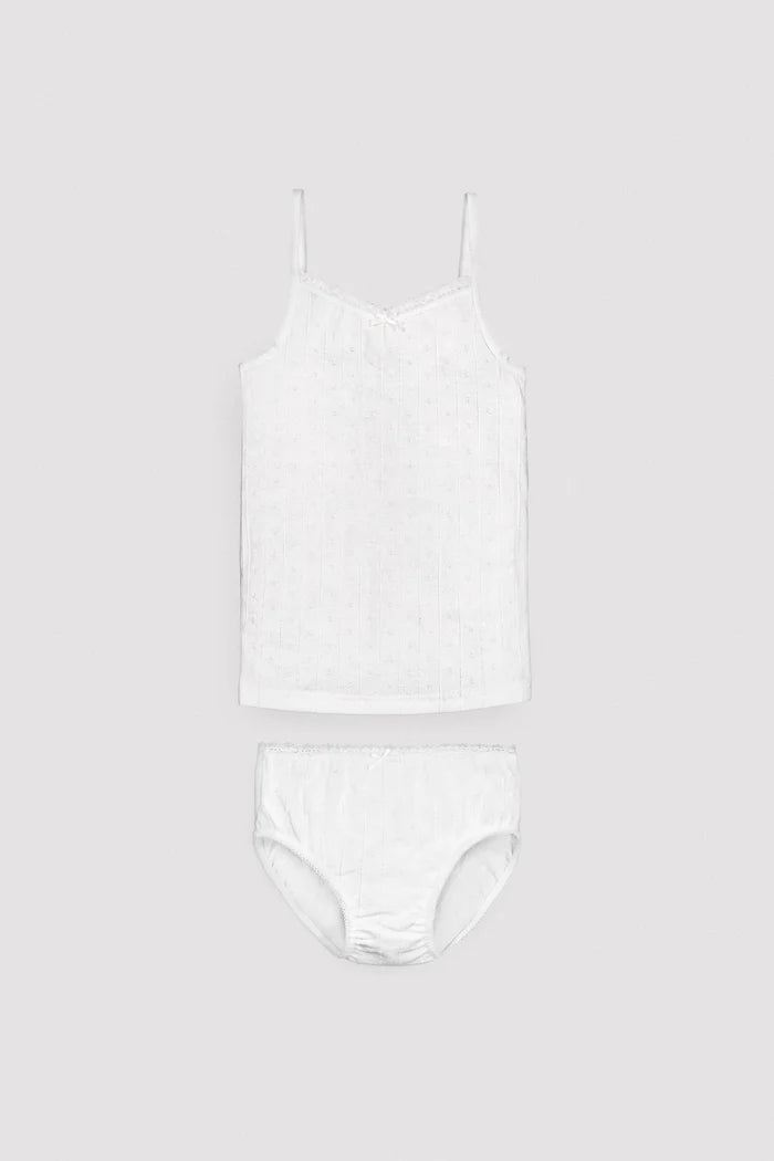 CONJUNTO CAMISETA ESPALDA ABIERTA Y BRAGA CALADA