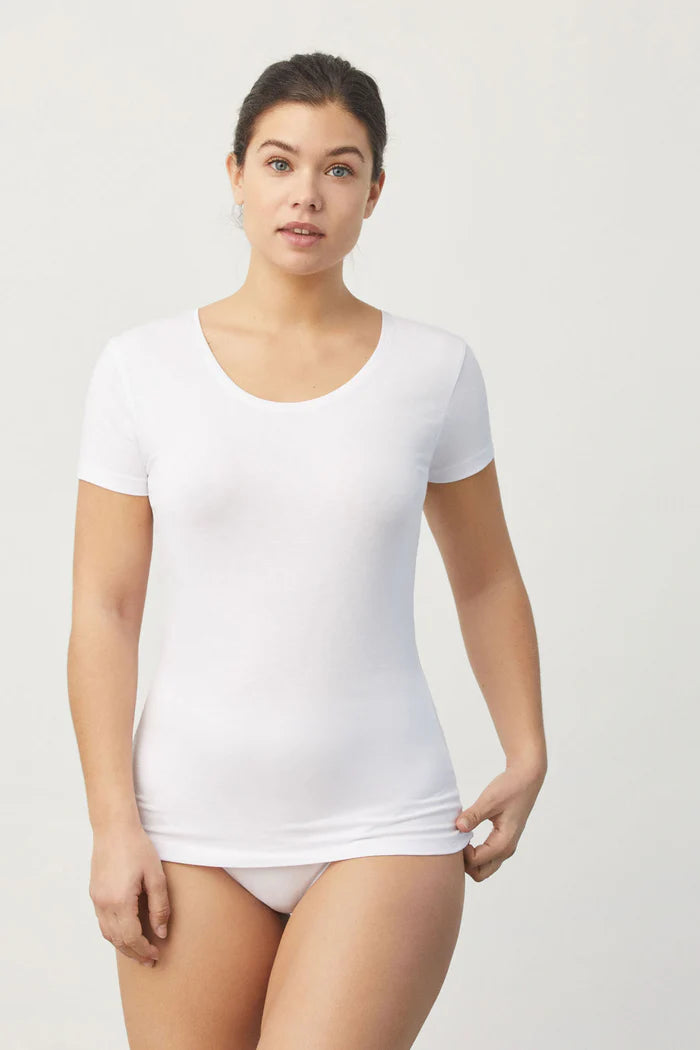 CAMISETA INTERIOR MANGA CORTA BASICA ALGODON MUJER