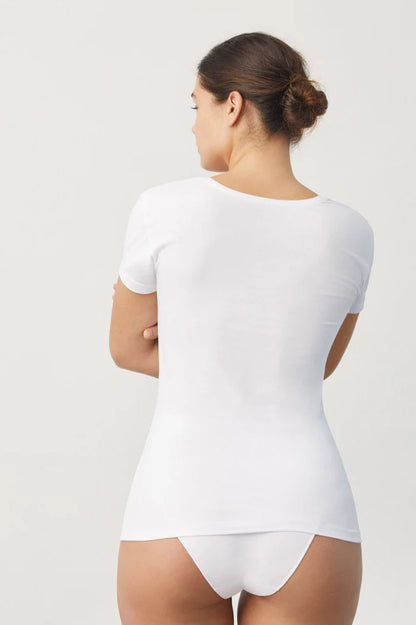 CAMISETA INTERIOR MANGA CORTA BASICA ALGODON MUJER