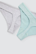 Pack de 2 tangas de algodón verde agua y gris