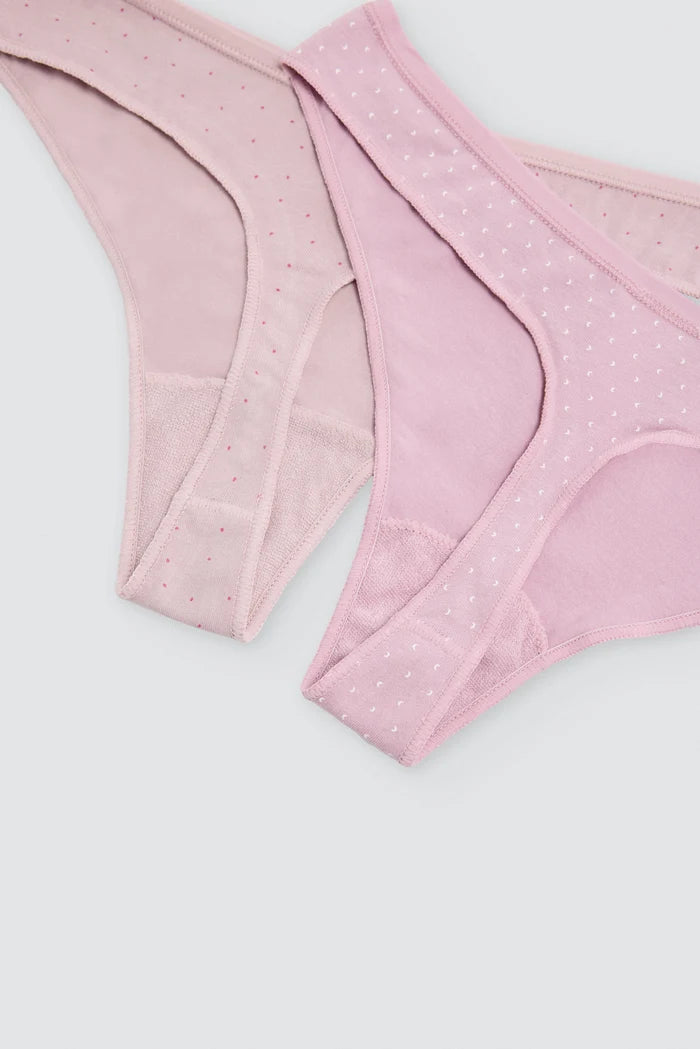 Pack de 2 tangas de algodón rosa