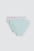 Pack 2 bragas midi de algodón para mujer en gris y verde agua