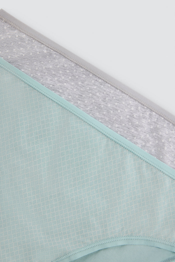 Pack 2 bragas midi de algodón para mujer en gris y verde agua