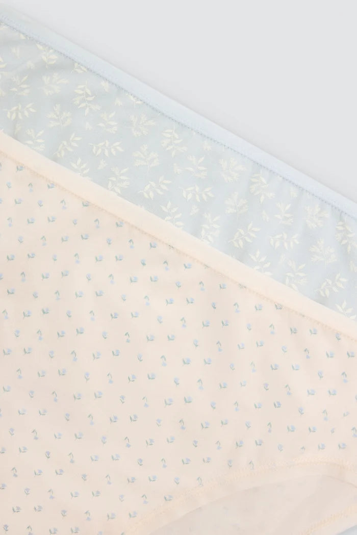 Pack de 2 tangas de algodón para mujer crudo y azul claro