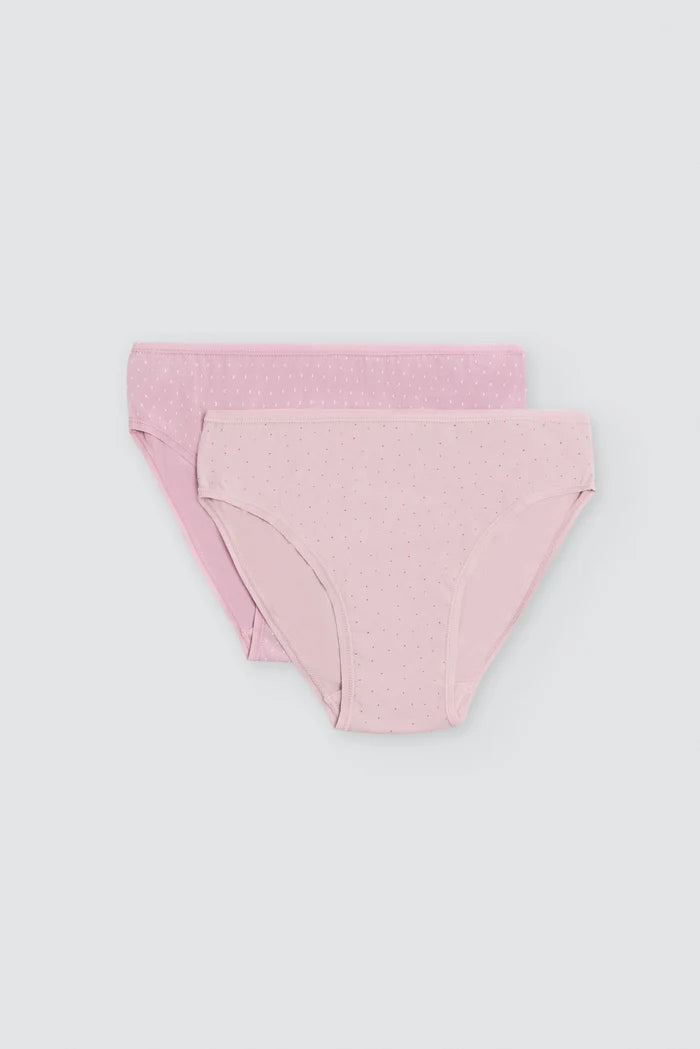 Pack de 2 bragas midi de algodón rosa con estampado