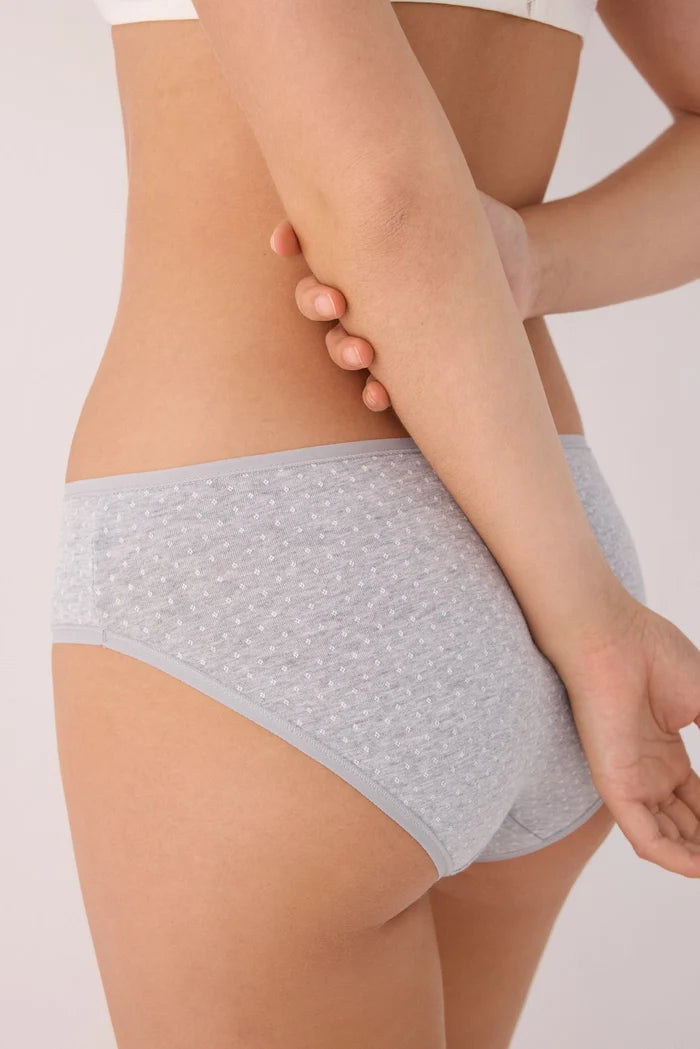 Pack 2 bragas midi de algodón para mujer en gris y verde agua