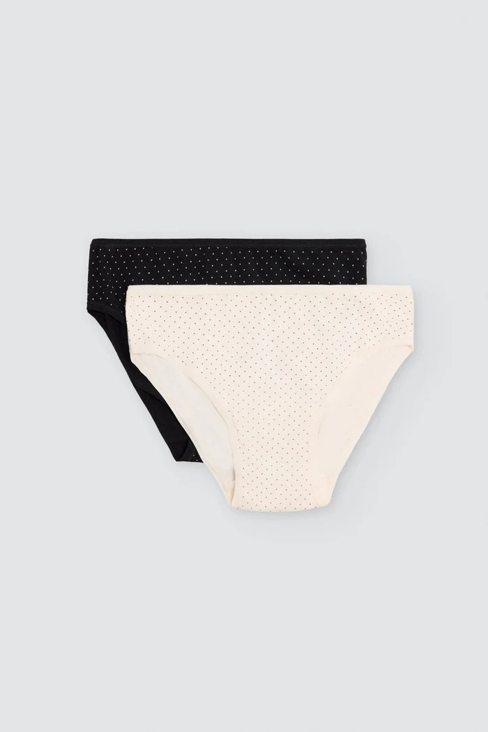 Pack 2 bragas midi mujer algodón estampadas negro y cava