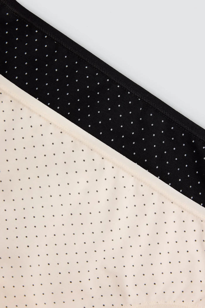 Pack 2 bragas midi mujer algodón estampadas negro y cava