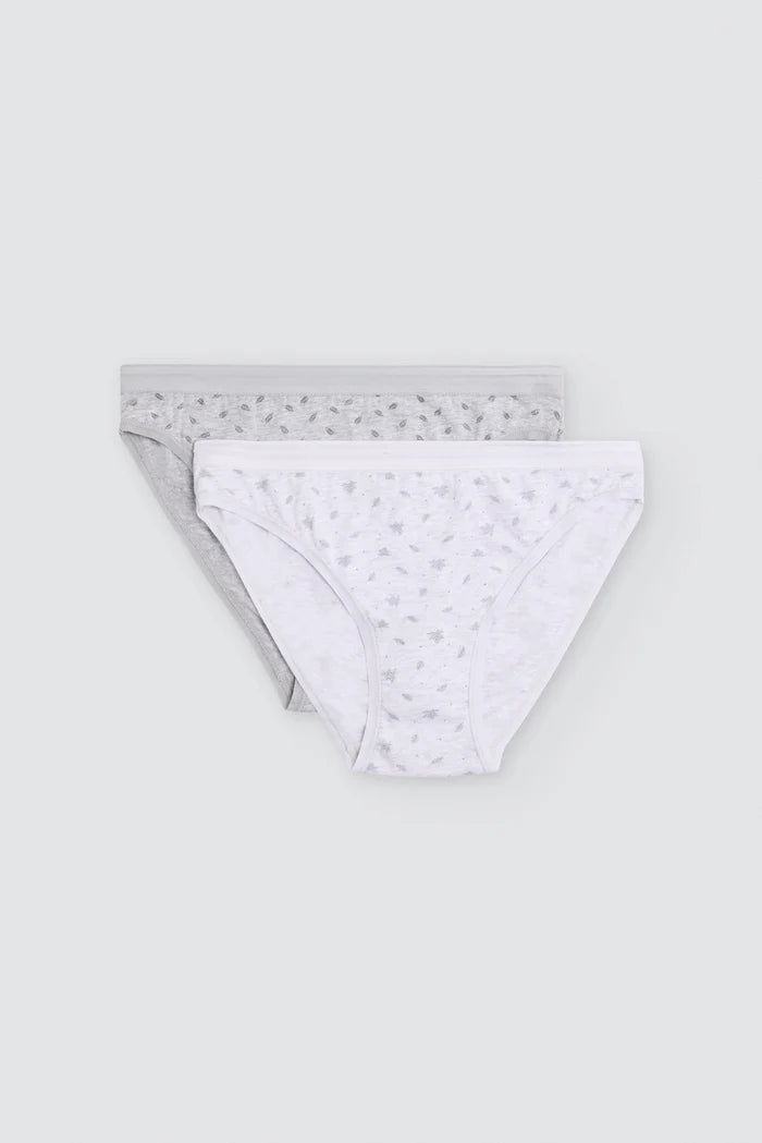 Pack 2 bragas mini mujer algodón estampadas gris