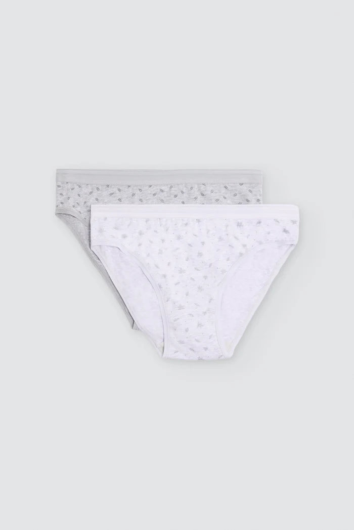 Pack 2 bragas midi mujer algodón estampadas gris