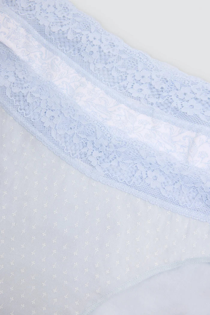 Pack de 2 bragas mini de algodón con encaje para mujer