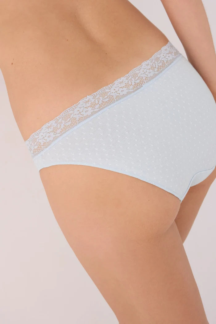 Pack de 2 bragas mini de algodón con encaje para mujer
