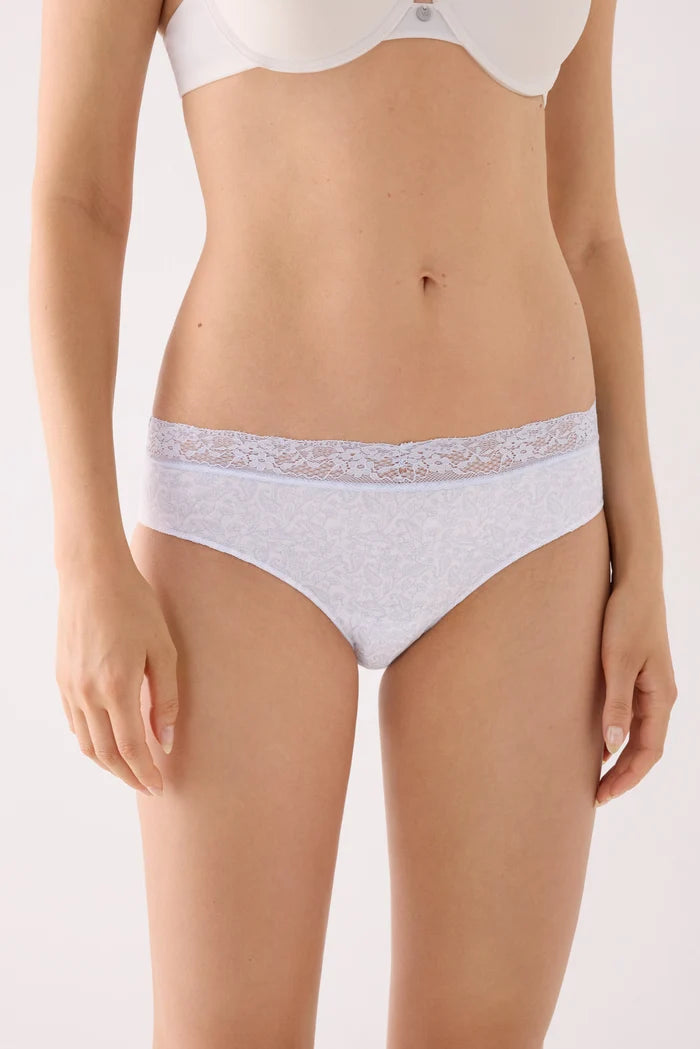 Pack 2 bragas midi mujer Ysabel Mora algodón estampadas azul con encaje
