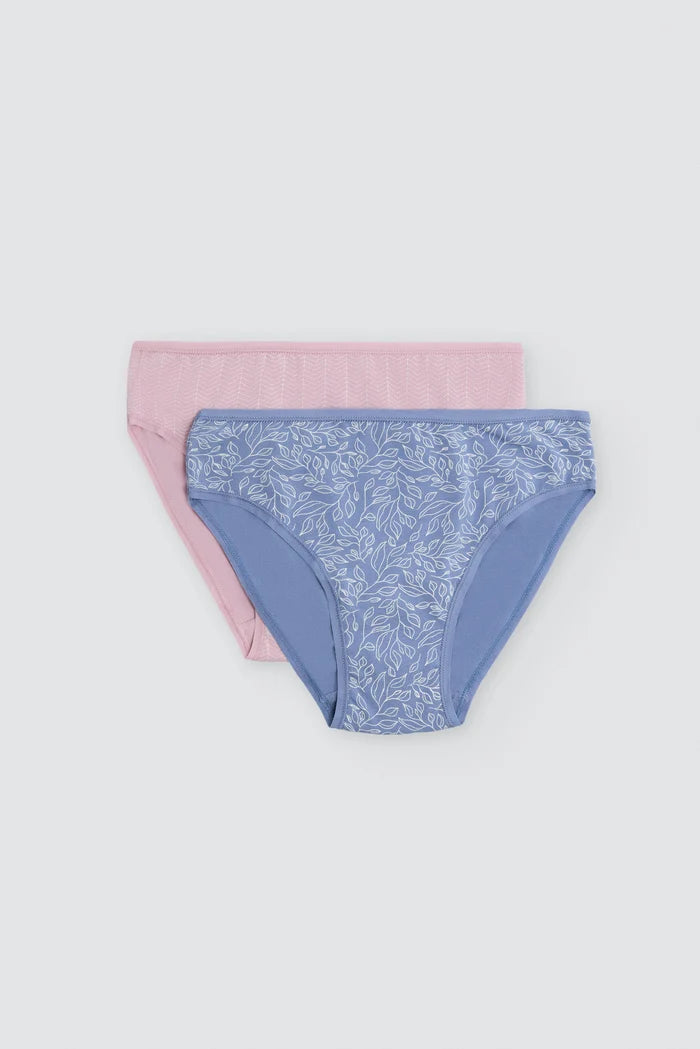 Pack de 2 bragas midi de algodón estampadas para mujer