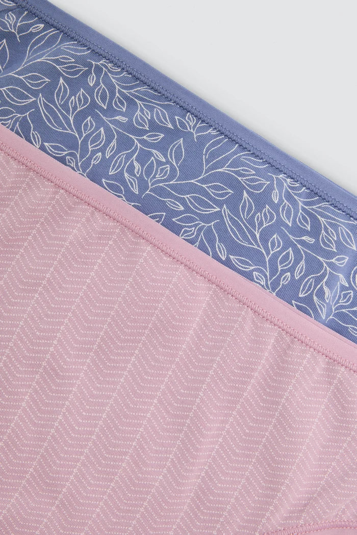 Pack de 2 bragas midi de algodón estampadas para mujer