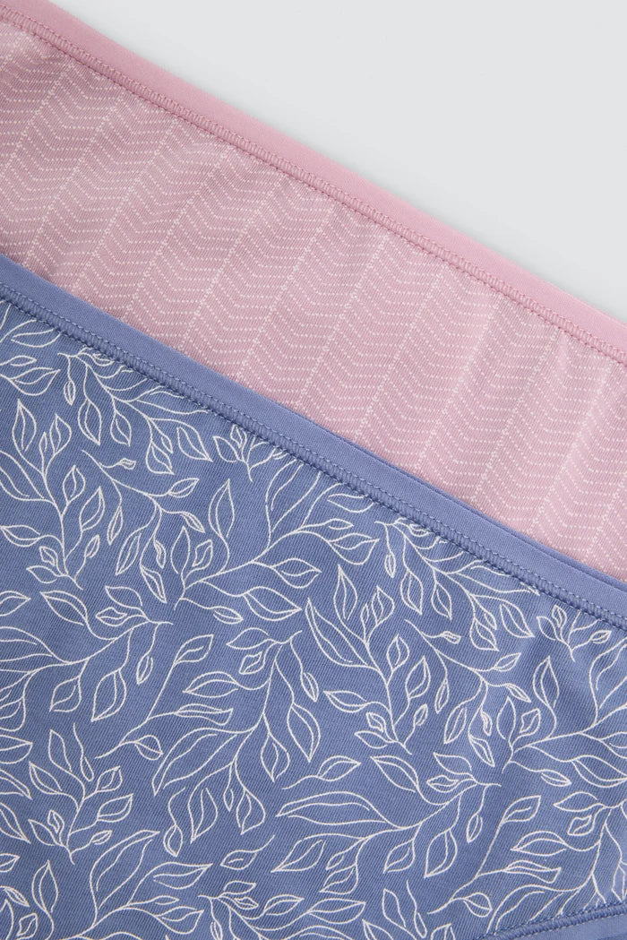 Pack de 2 bragas midi de algodón estampadas para mujer
