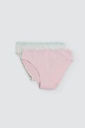 Pack 2 bragas midi mujer Ysabel Mora algodón con encaje rosa y verde