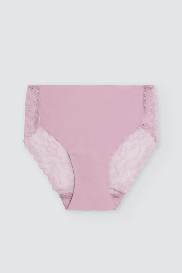 Braga midi algodón láser rosa con encaje