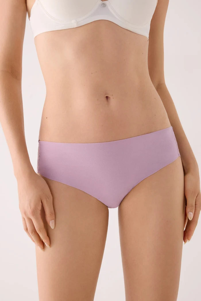 Braga midi algodón láser rosa con encaje