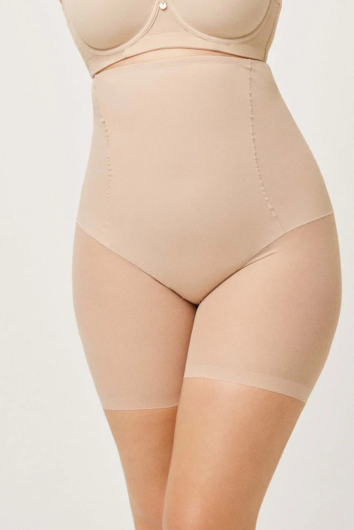 FAJA ALTA ABDOMINAL REDUCTORA TEJIDO DE TUL COMPRESIÓN MEDIA