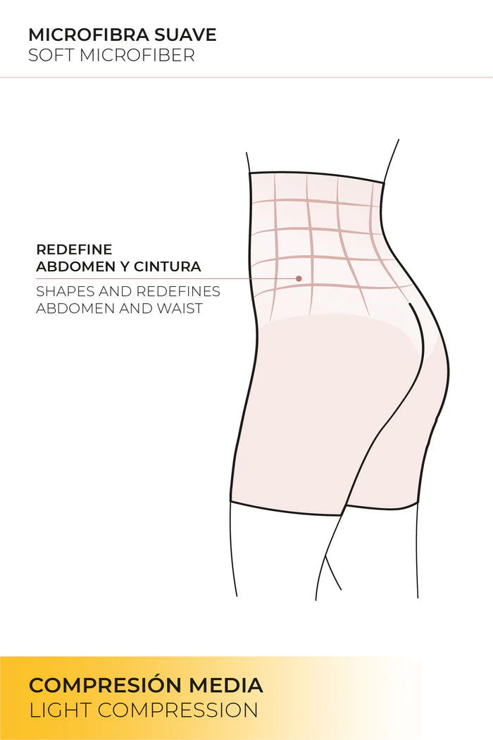 FAJA ALTA ABDOMINAL REDUCTORA TEJIDO DE TUL COMPRESIÓN MEDIA
