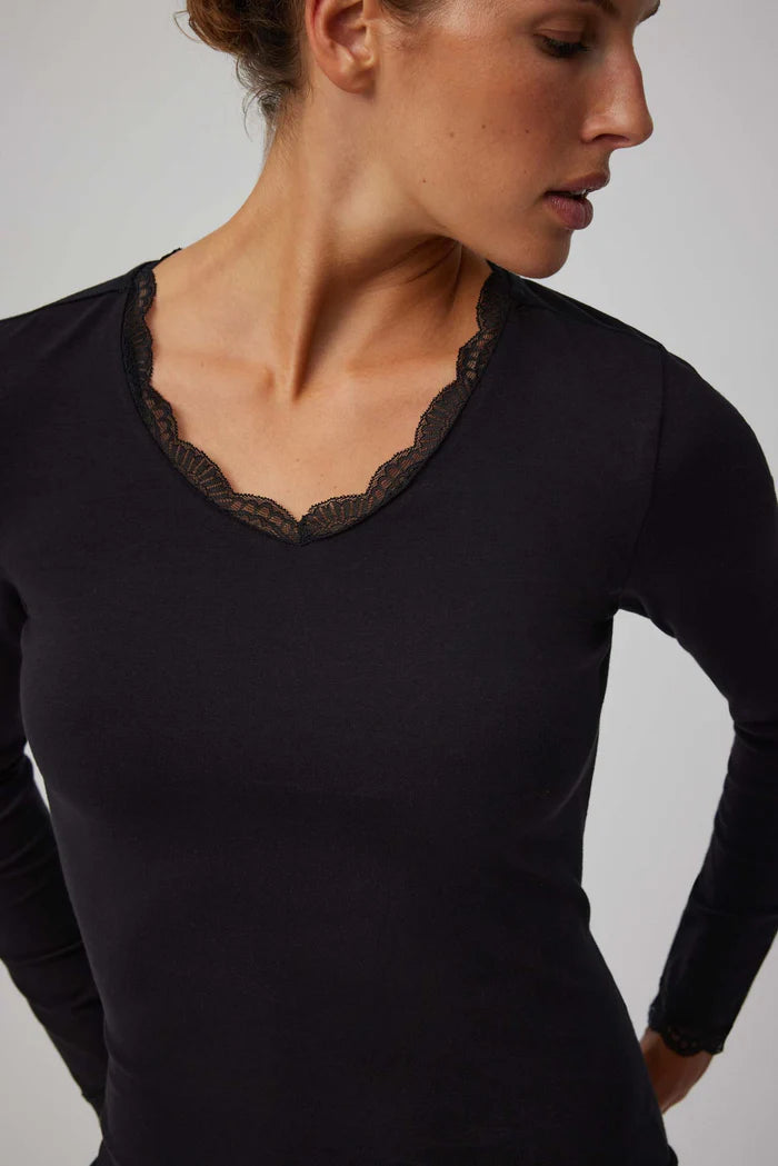CAMISETA LENCERA MANGA LARGA ALGODON MUJER