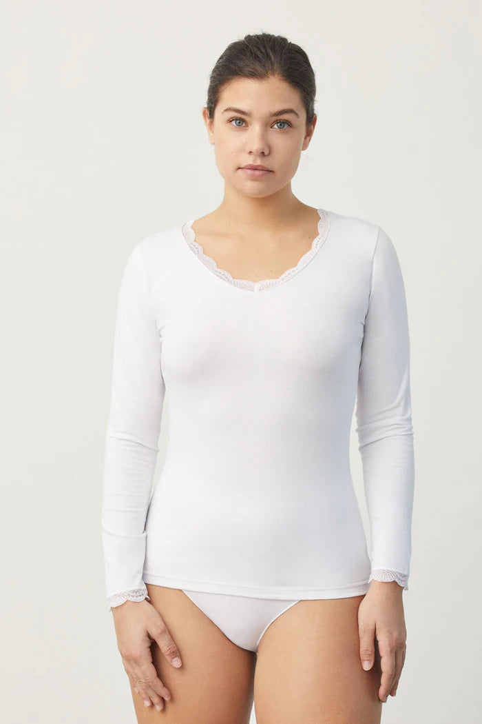 CAMISETA LENCERA MANGA LARGA ALGODON MUJER