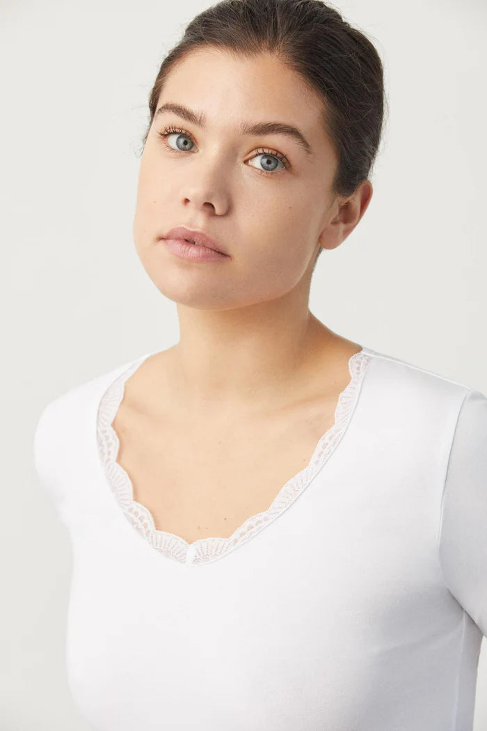 CAMISETA LENCERA MANGA LARGA ALGODON MUJER