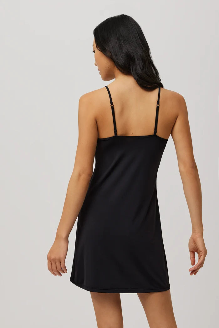 Vestido combinación mujer negro de tirantes regulables