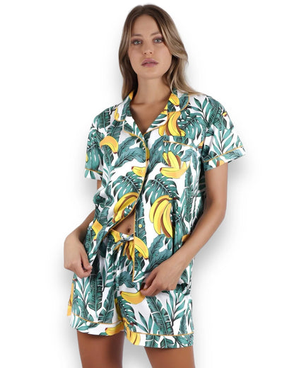 PIJAMA MANGA CORTA ESTAMPADO TROPICAL