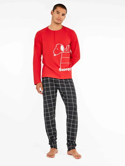 PIJAMA MANGA LARGA HOMBRE TEJIDO INTERLOOK RED SNOOPY