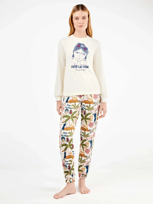 PIJAMA MANGA LARGA MUJER VIVA LA VIDA FRIDA KAHLO